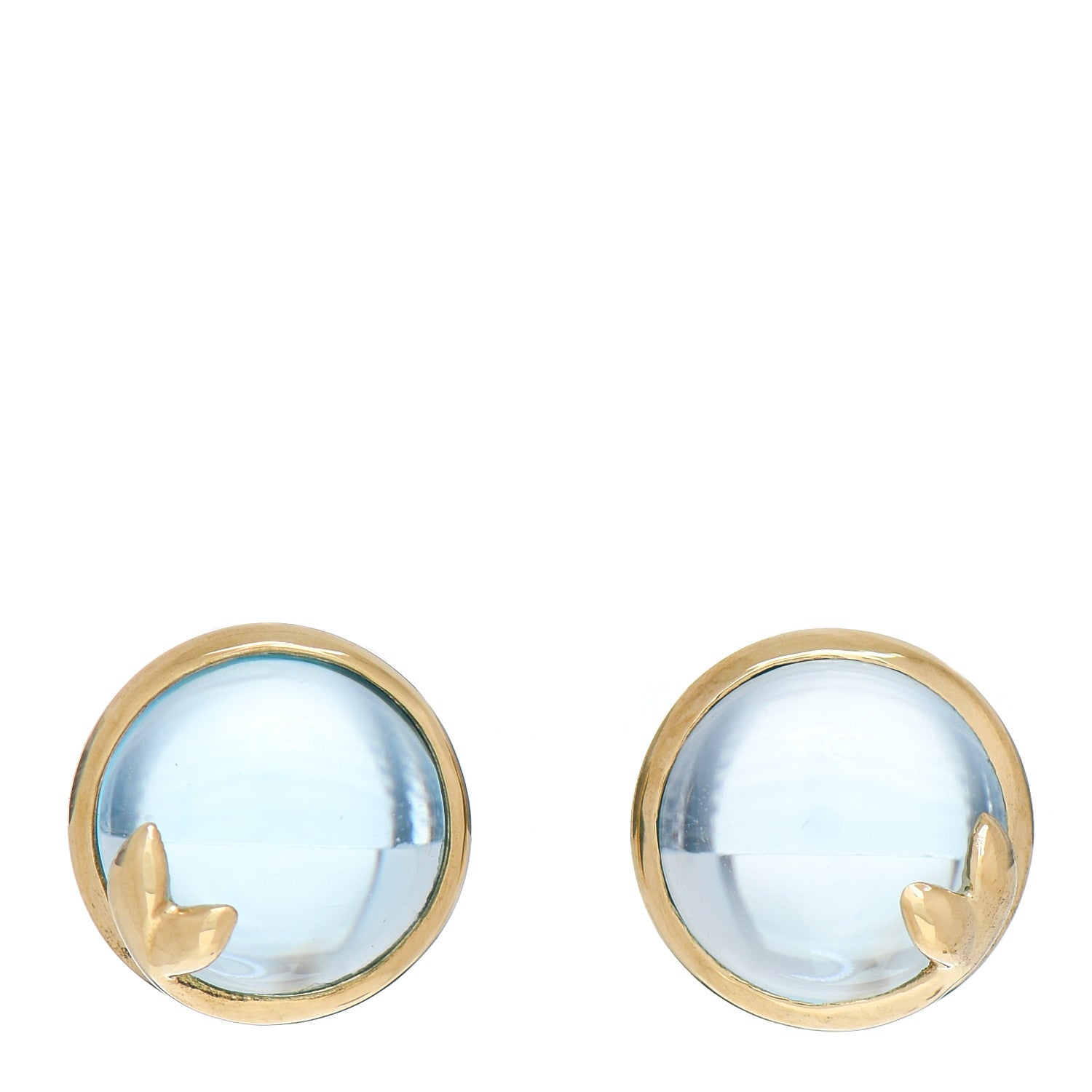 Tiffany 18K Yellow Gold Blue Topaz Paloma Picasso Olive Leaf Earrings 1 of 4