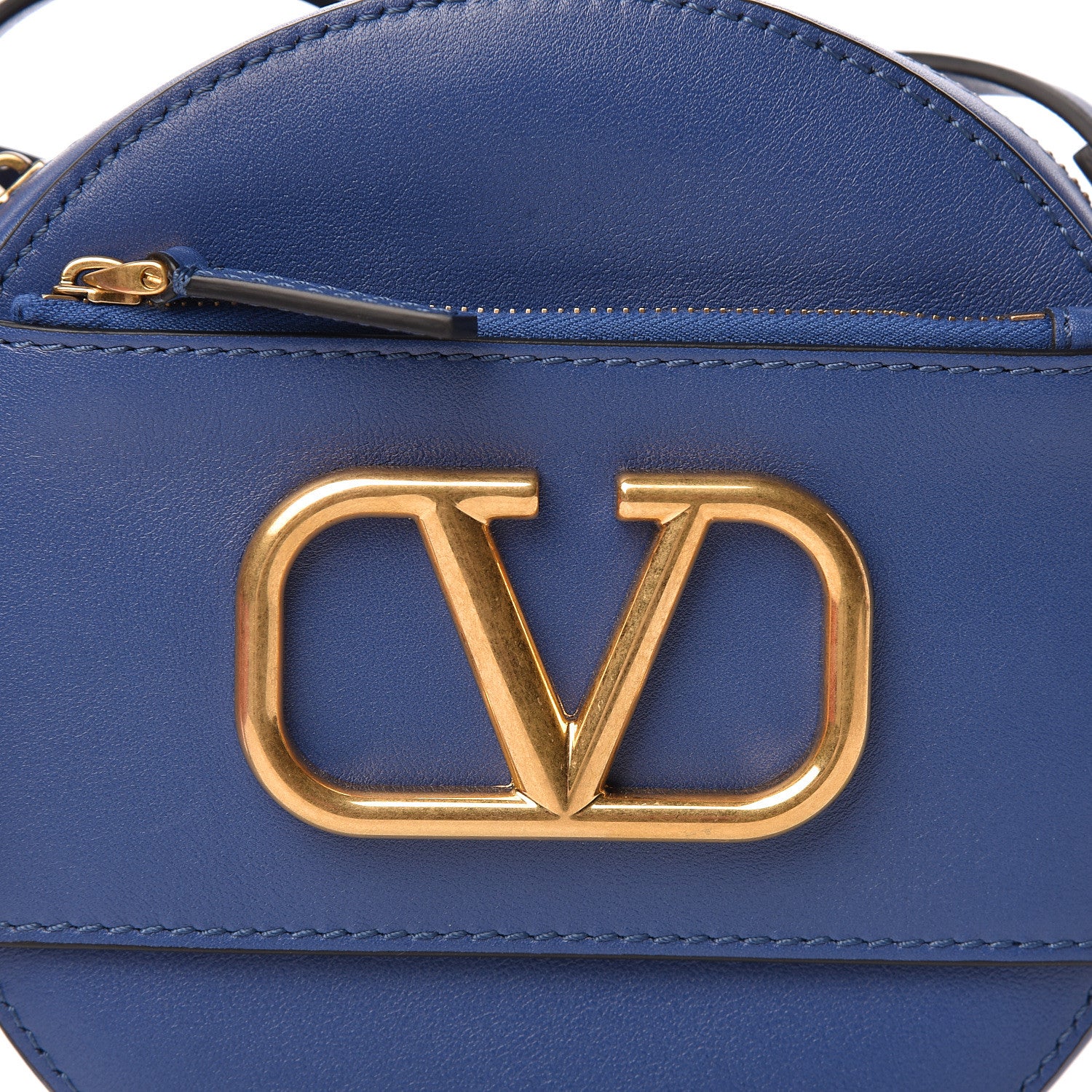 Valentino Garavani Calfskin VLogo Round Crossbody Bag Blue 7 of 10