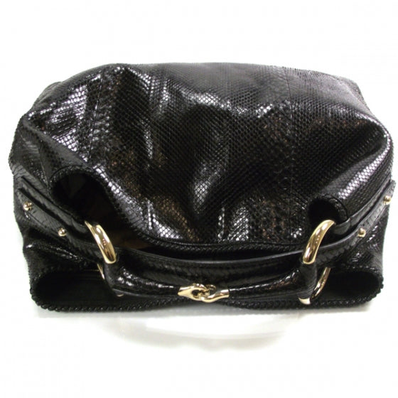 Python Large Horsebit Chain Hobo Black