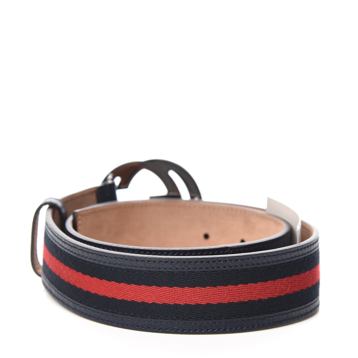 Gucci Calfskin Web Interlocking G Belt 75 30 Navy 3 of 6