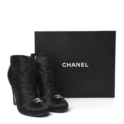 Chanel Satin Crystal CC Short Boots 37 Black 13 of 13