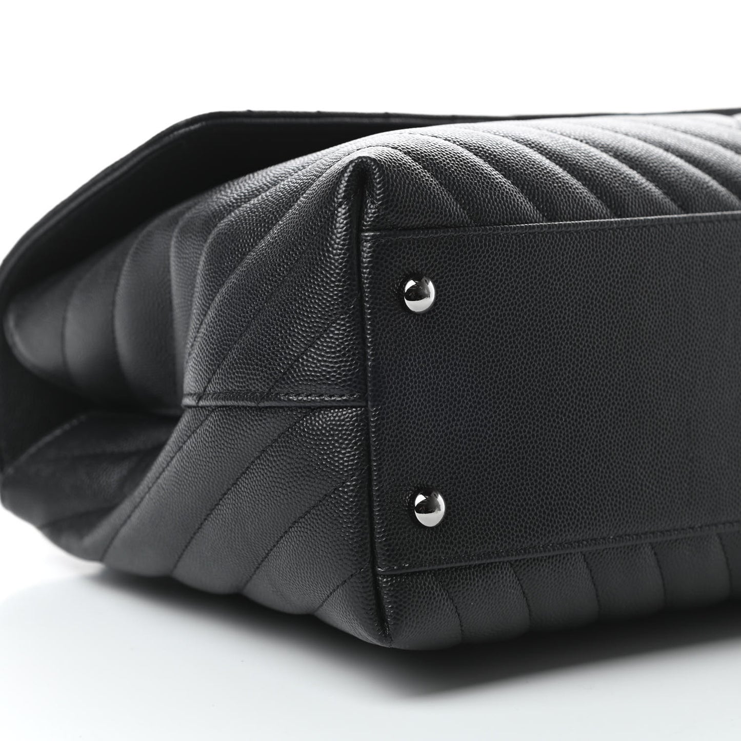 Caviar Chevron Quilted Medium Coco Handle Flap Black