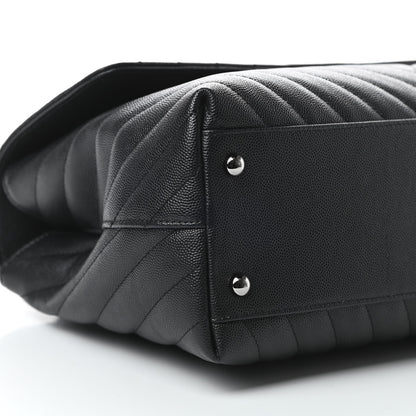 Chanel Caviar Chevron Quilted Medium Coco Handle Flap Black 9 of 11