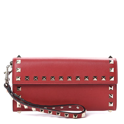 Valentino Garavani Vitello Rockstud Wristlet Travel Wallet Rosso Valentino 1 of 8