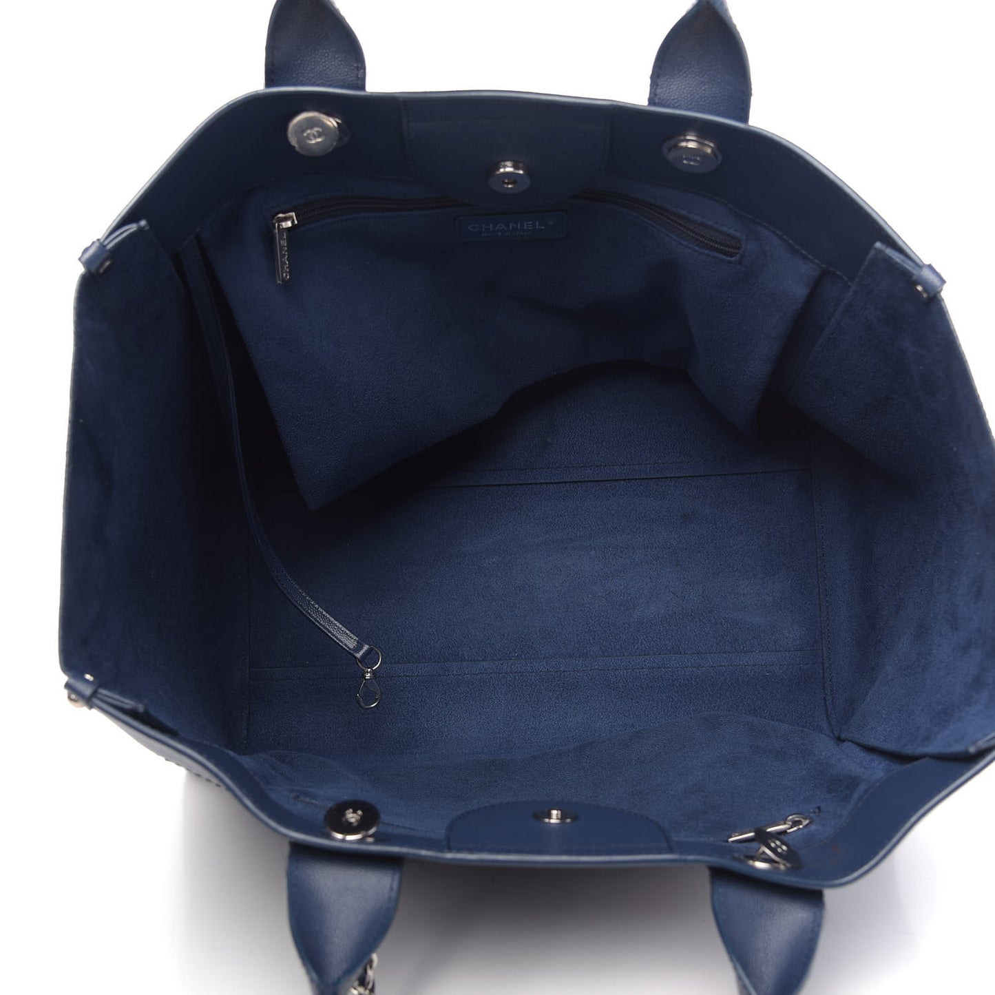 Caviar Medium Studded Deauville Tote Navy