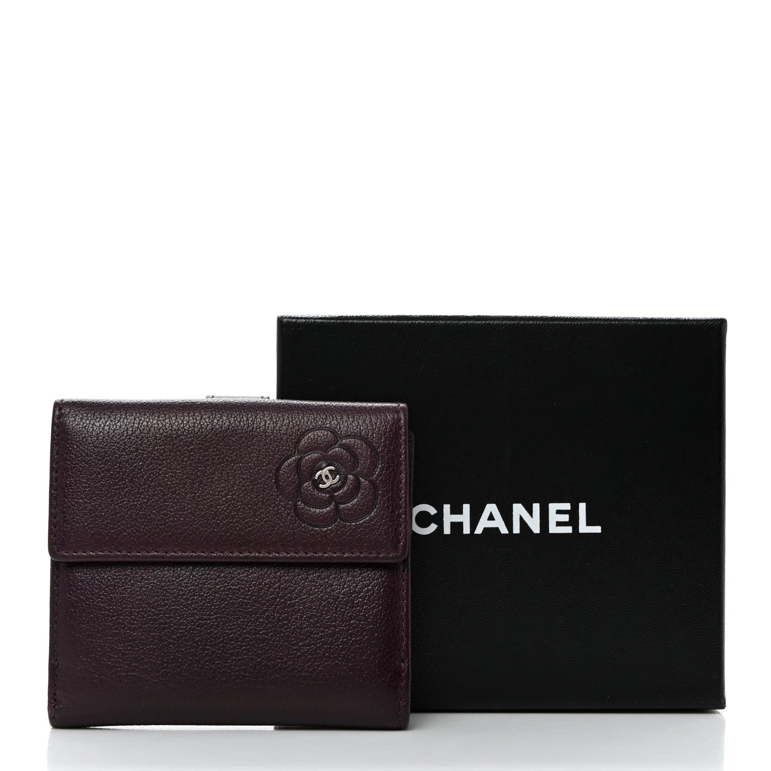 Chanel Glazed Goatskin Camellia Embossed French Flap Wallet Purple 9 of 9