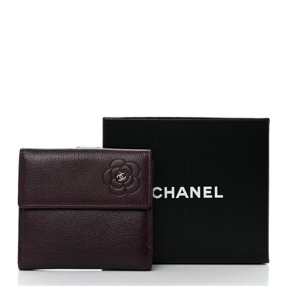 Chanel Glazed Goatskin Camellia Embossed French Flap Wallet Purple 9 of 9