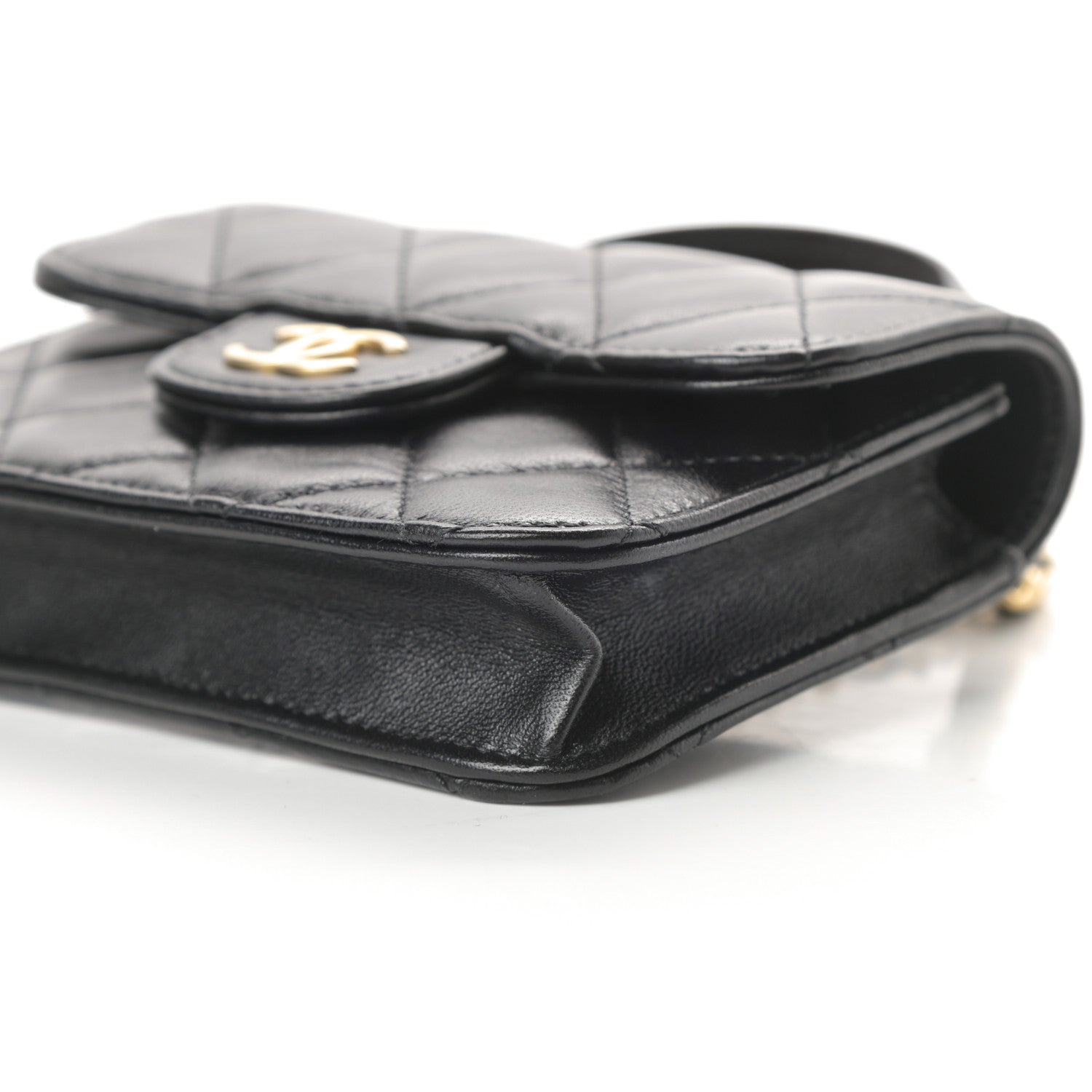 Chanel Lambskin Quilted Top Handle Flap Coin Purse With Chain Black 11 of 12