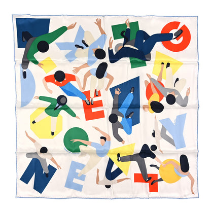 Hermes Silk Hommage A Gene Kelly Scarf 70 White Multicolore 1 of 3
