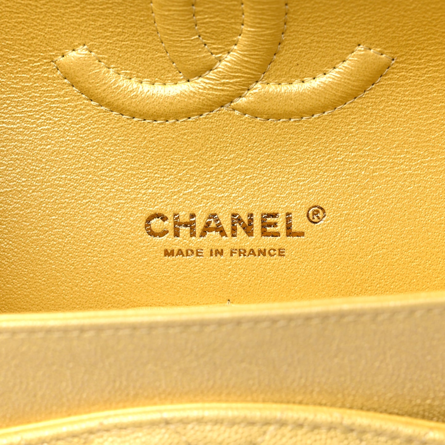 Iridescent Caviar Quilted Medium Double Flap Yellow