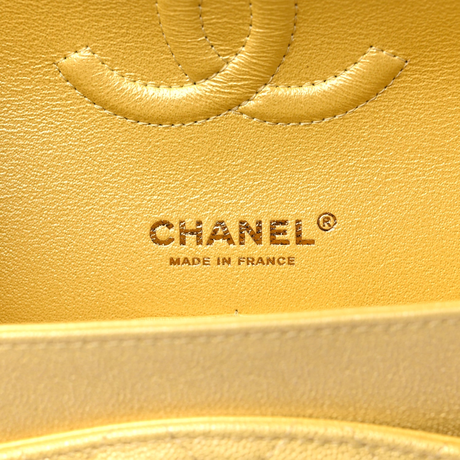 Chanel Iridescent Caviar Quilted Medium Double Flap Yellow 6 of 9
