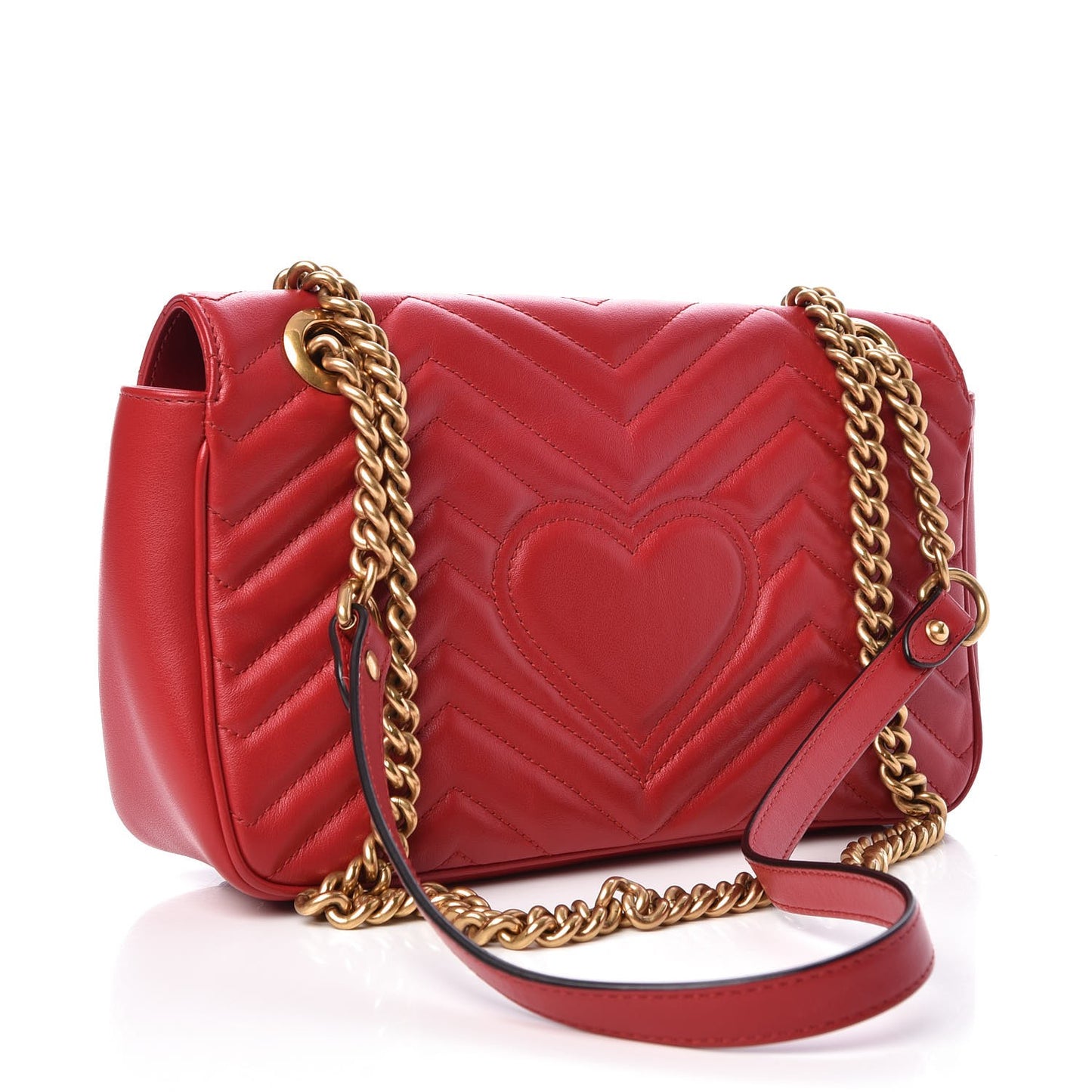 Calfskin Matelasse Small GG Marmont Shoulder Bag Hibiscus Red