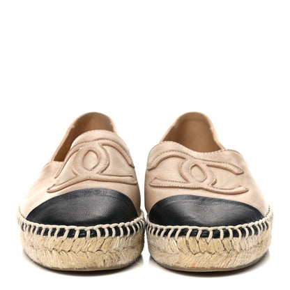Chanel Lambskin CC Espadrilles 39 Beige Black 2 of 16
