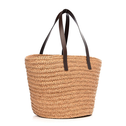 Saint Laurent Raffia Calfskin Medium Panier Tote 2 of 8