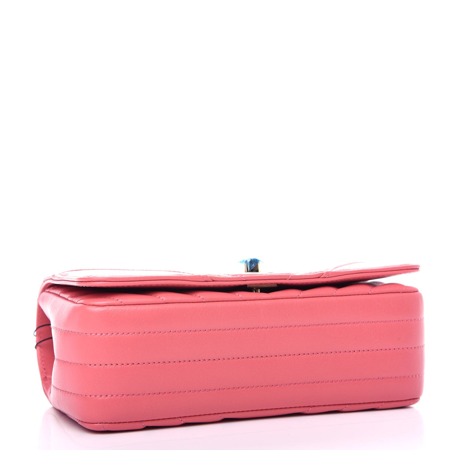 Calfskin Chevron Quilted Mini Statement Flap Pink