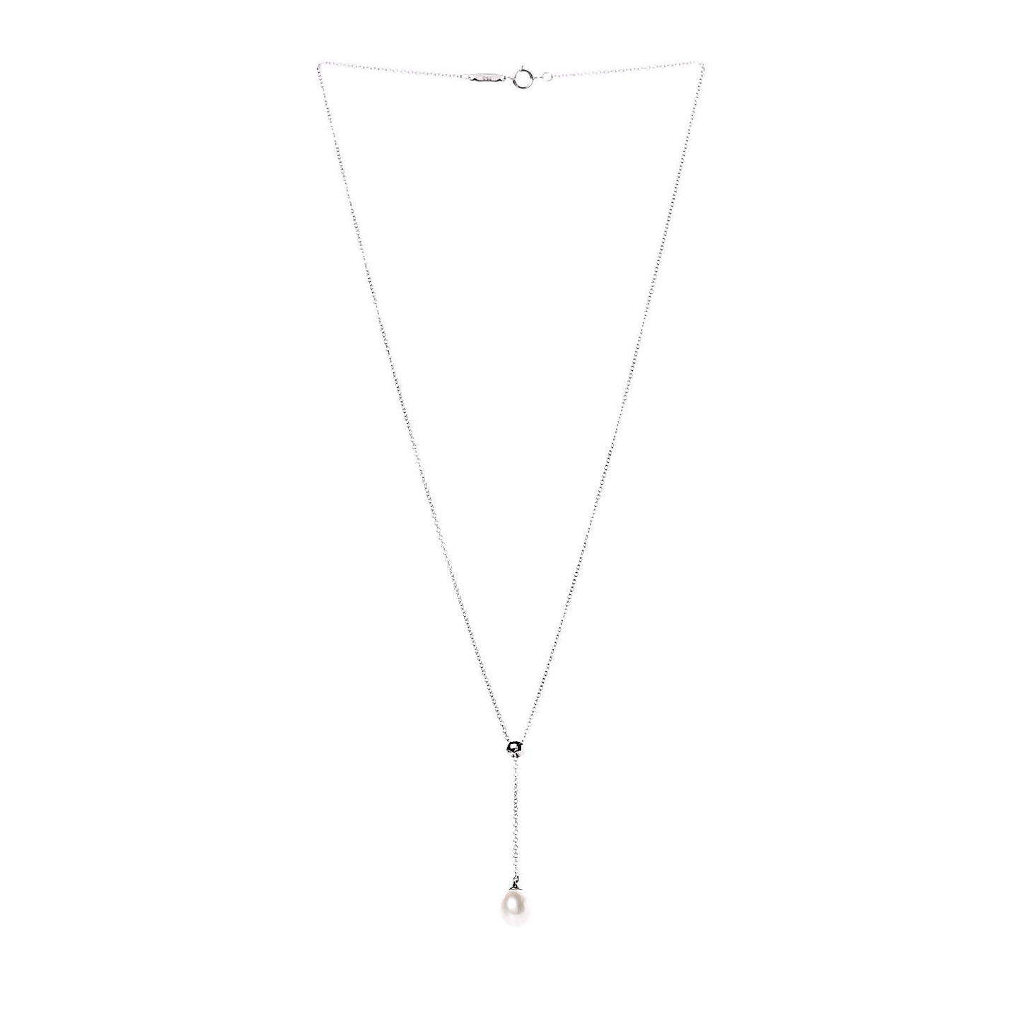 18K White Gold Pearl Drop Pendant Necklace