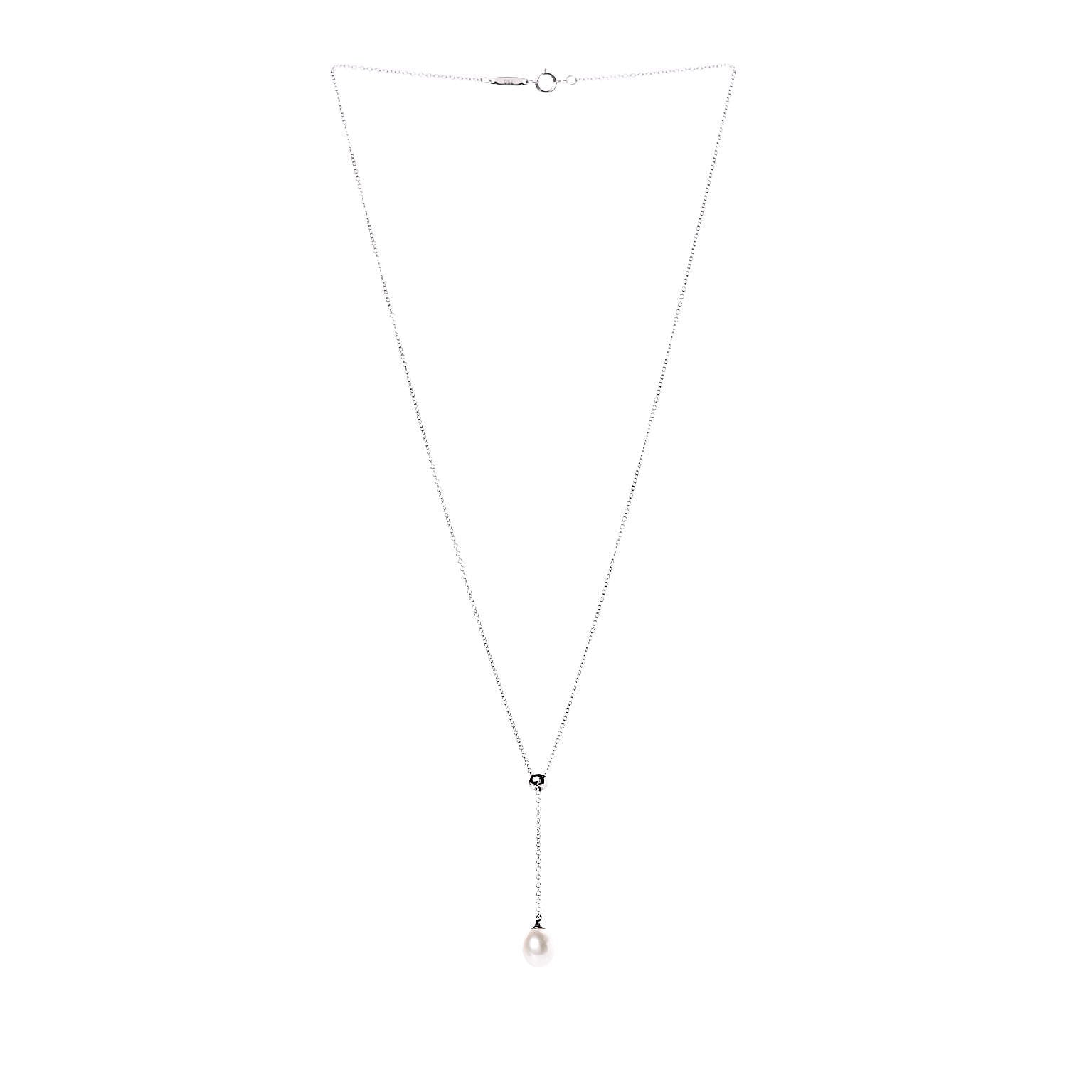 Tiffany 18K White Gold Pearl Drop Pendant Necklace 3 of 6