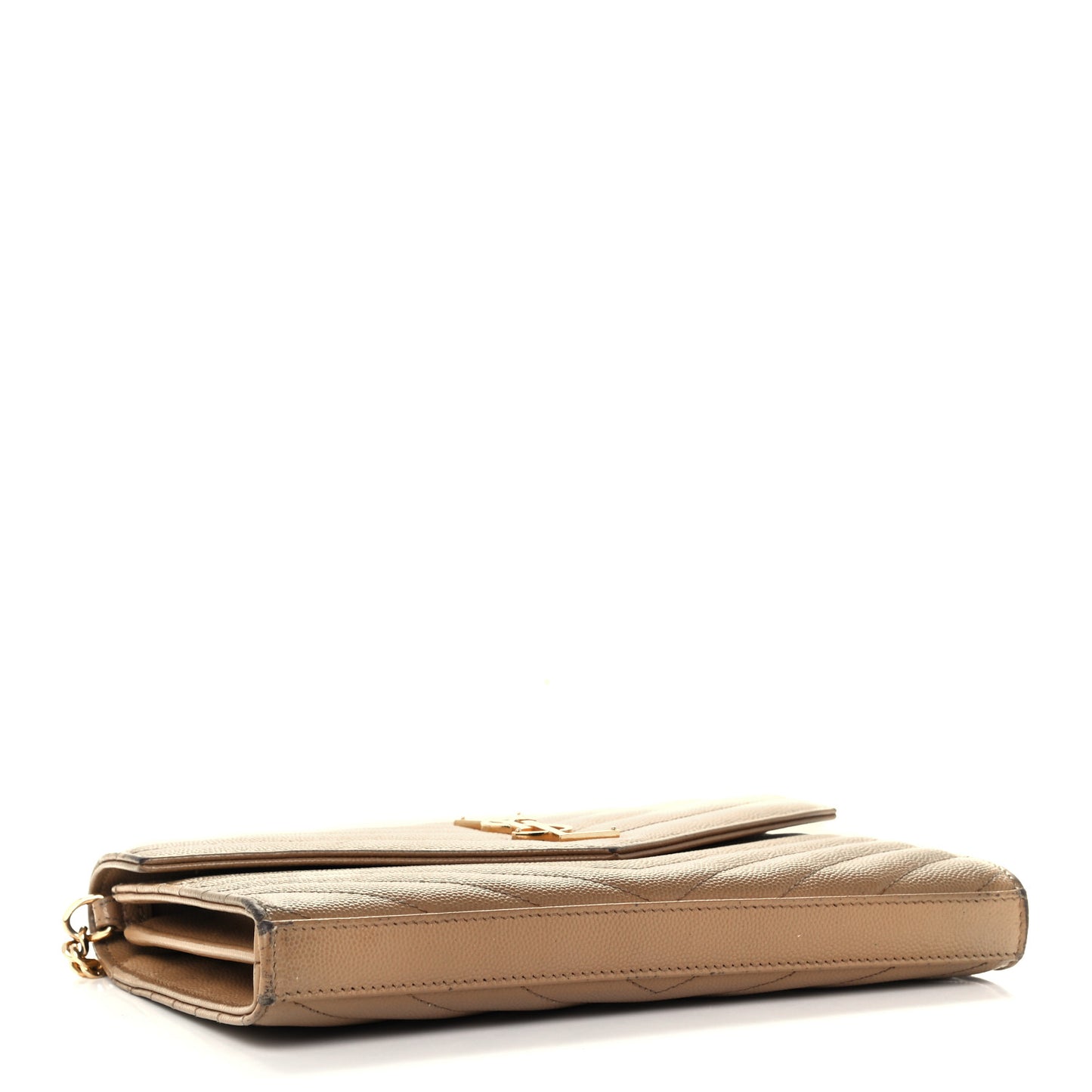 Grain De Poudre Matelasse Chevron Cassandre Chain Wallet Cork