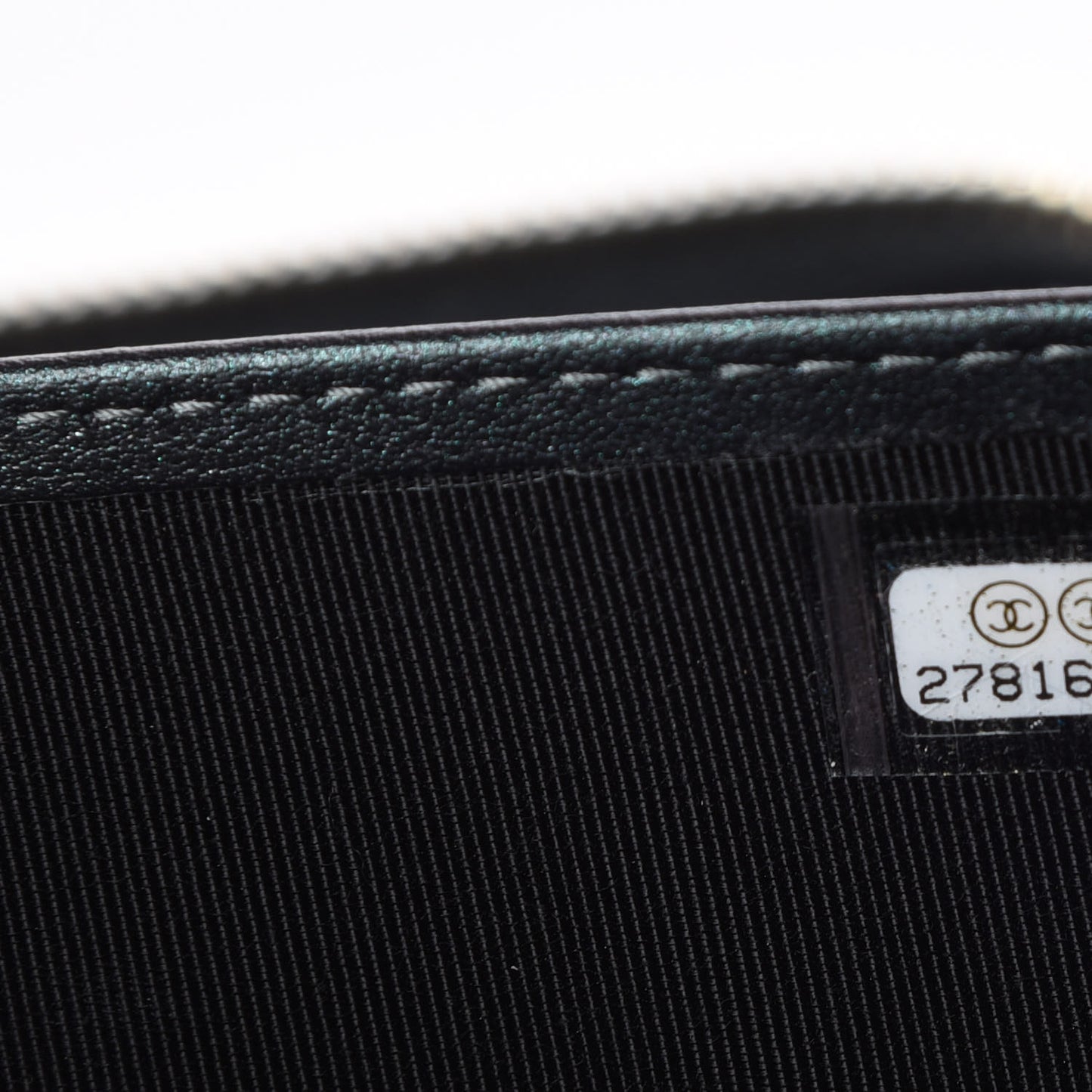 Iridescent Caviar Quilted Large Zip Around Organizer Wallet Black