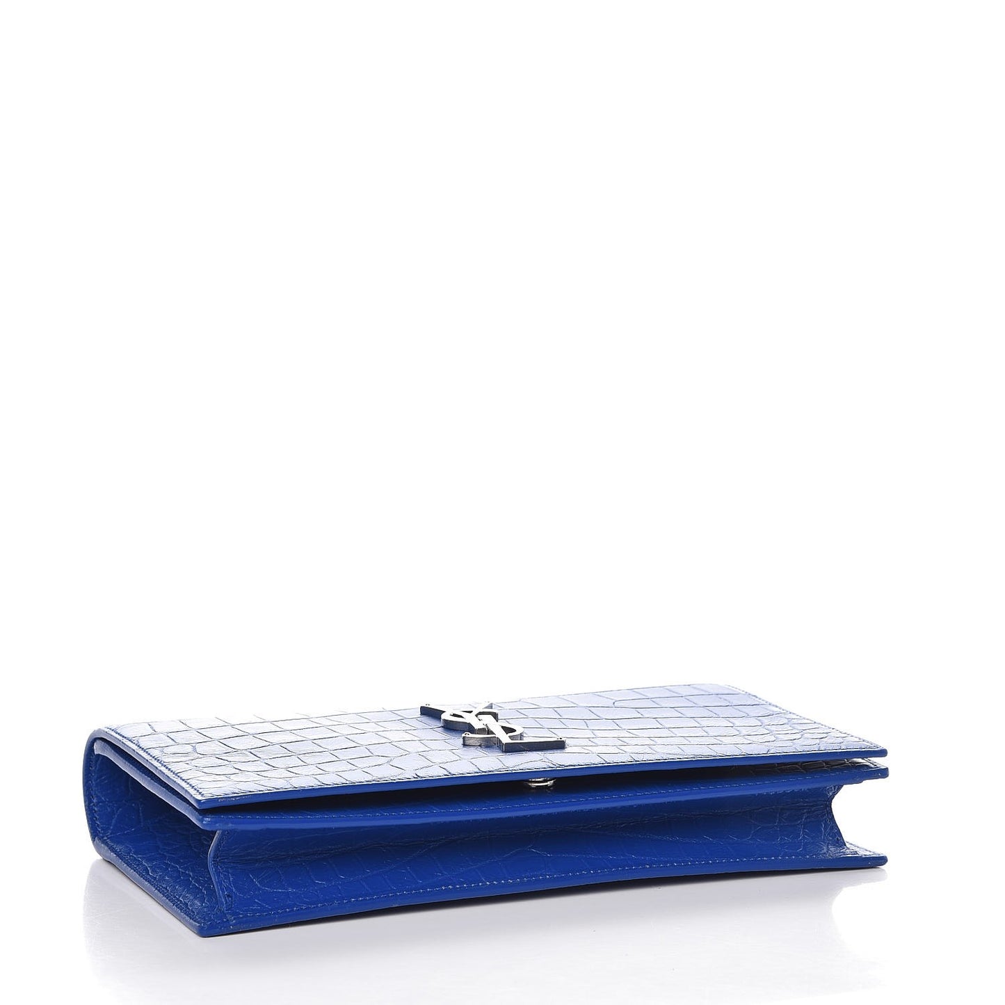 Calfskin Crocodile Embossed Classic Kate Monogram Clutch Royal Blue