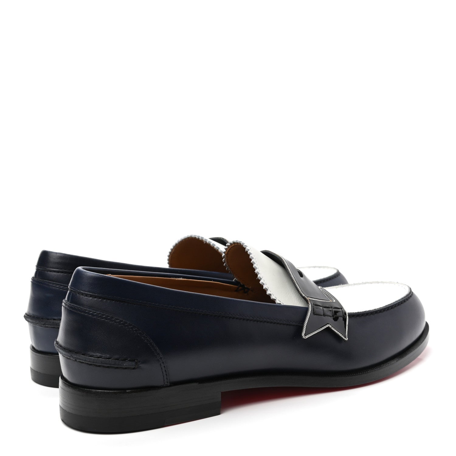 Christian Louboutin Calfskin Mens Monono Flat Loafers 41 Blue White 4 of 8