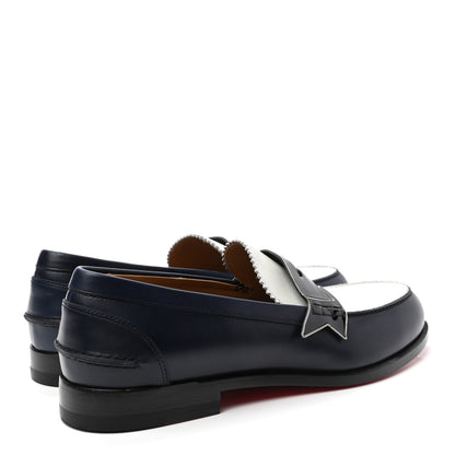 Christian Louboutin Calfskin Mens Monono Flat Loafers 41 Blue White 4 of 8