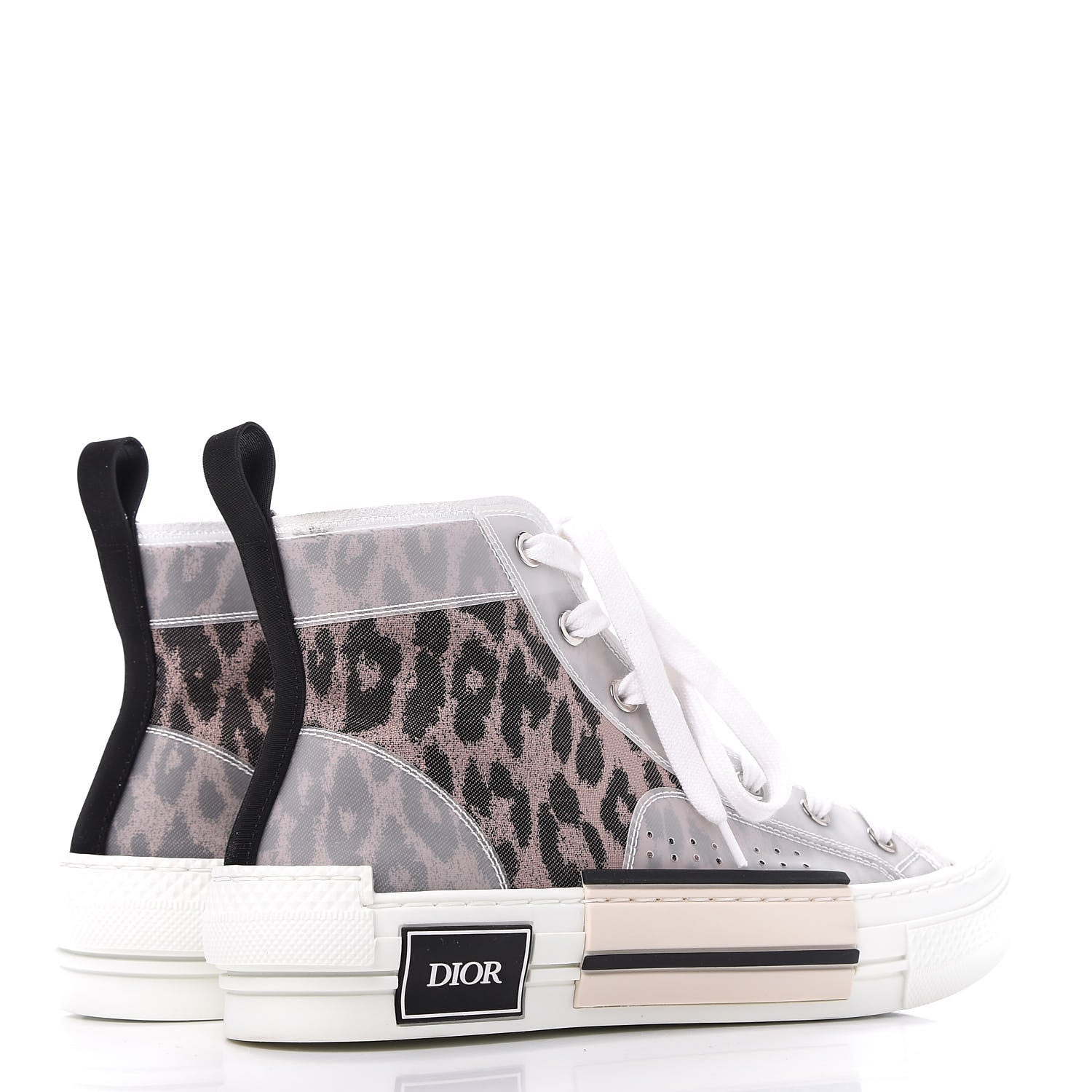 Christian Dior Canvas Leopard Print Mens B23 High Top Sneakers 37 White 4 of 11