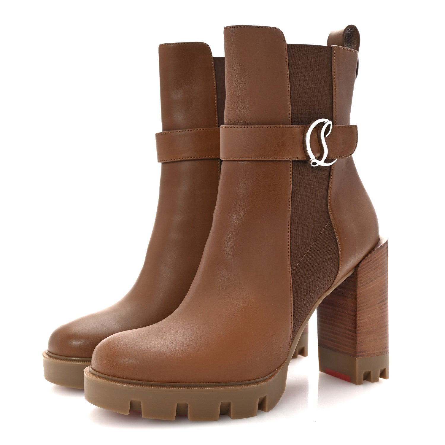 Christian Louboutin Calfskin CL Chelsea Lug 100 Booty 40 Cuoio 4 of 9