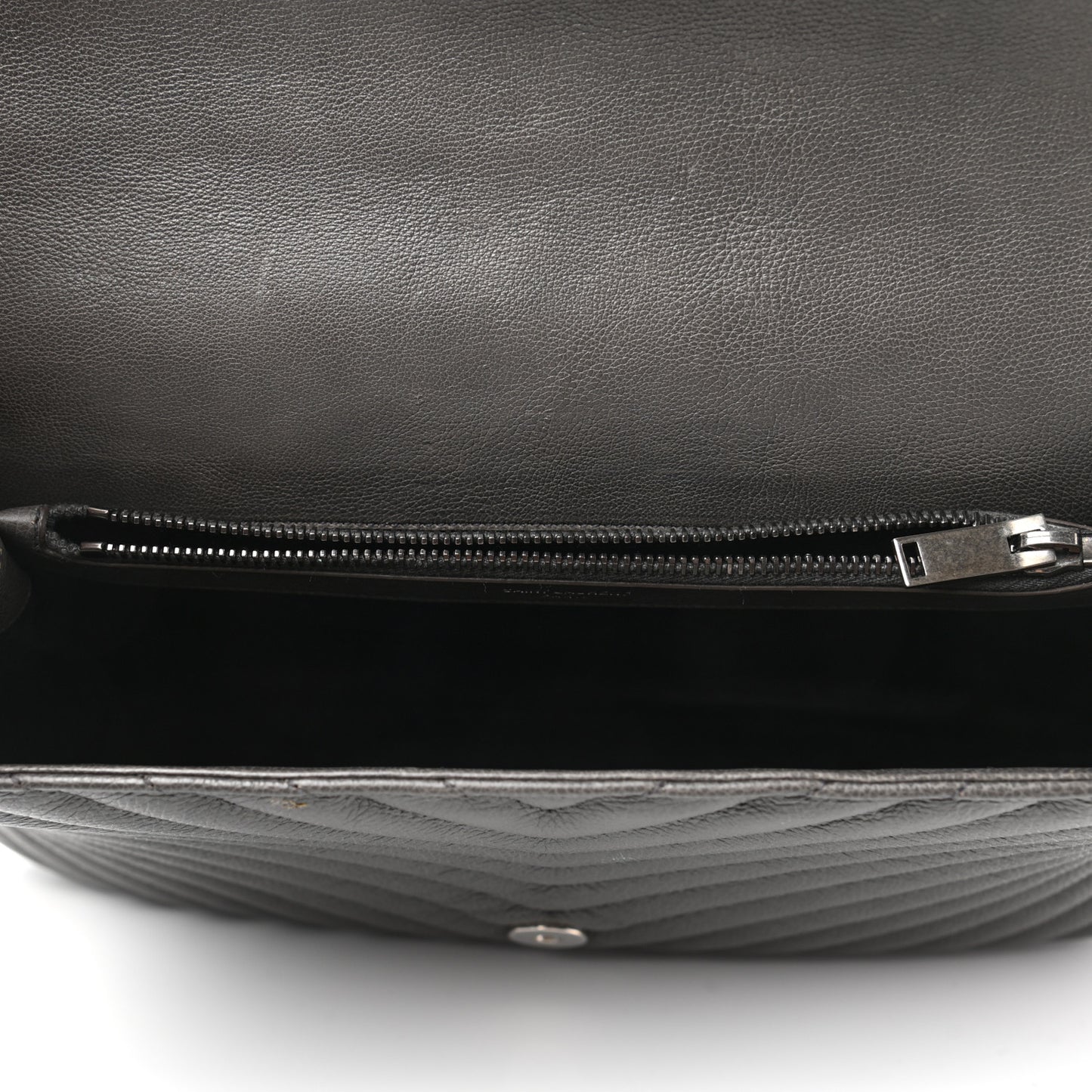 Calfskin Matelasse Chevron Monogram Large College Satchel Light Coal