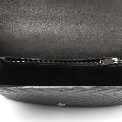 Saint Laurent Calfskin Matelasse Chevron Monogram Large College Satchel Light Coal 5 of 10