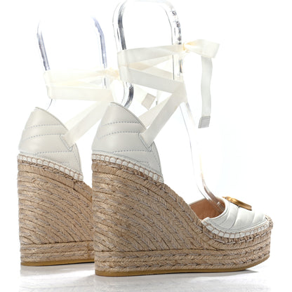 Gucci Nappa Matelasse GG Marmont Ankle Wrap Platform 35/120mm Espadrille Wedges 36.5 Great White 4 of 8