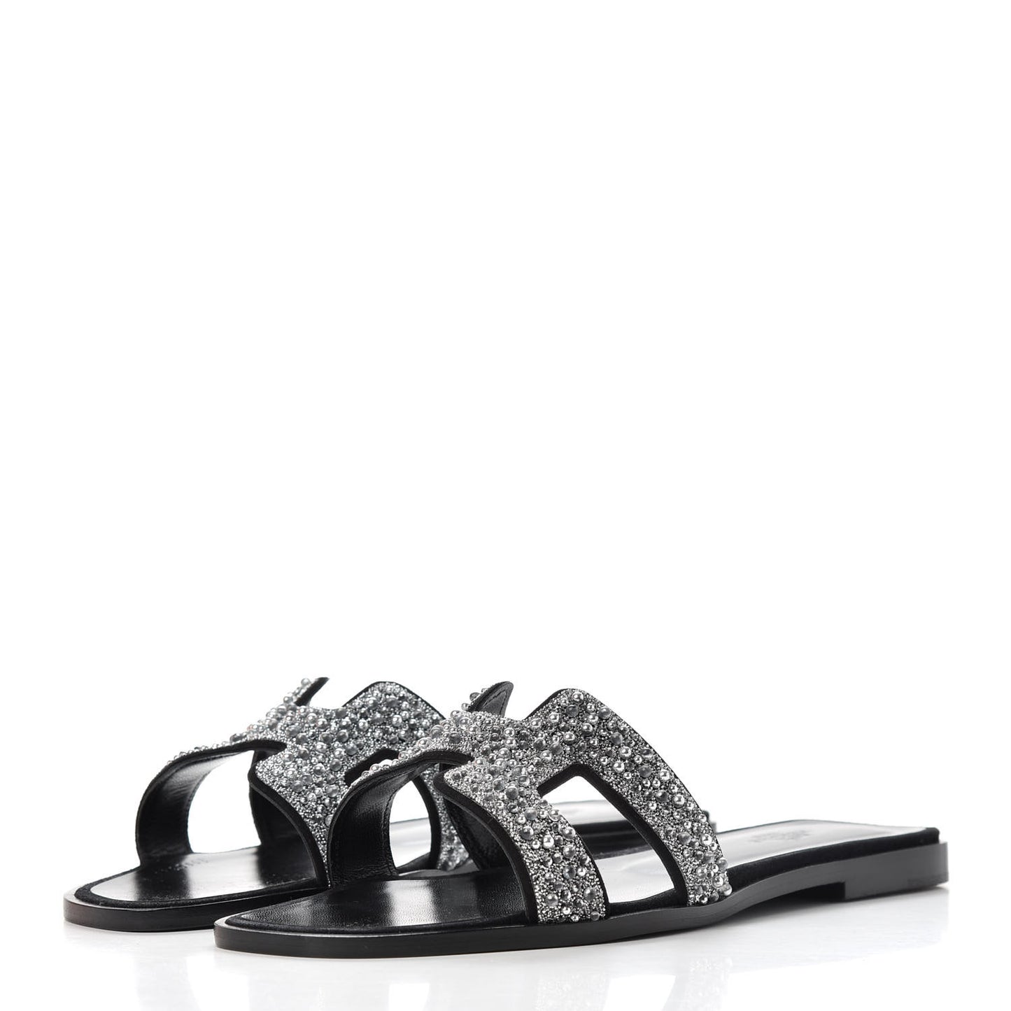 Goatskin Crystal Oran Sandals 38.5 Black