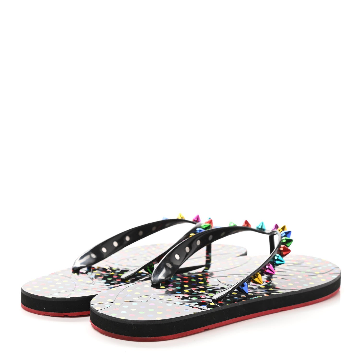 Christian Louboutin Rubber Spike Loubi Donna Flip Flop 39 Black Multicolor 4 of 7