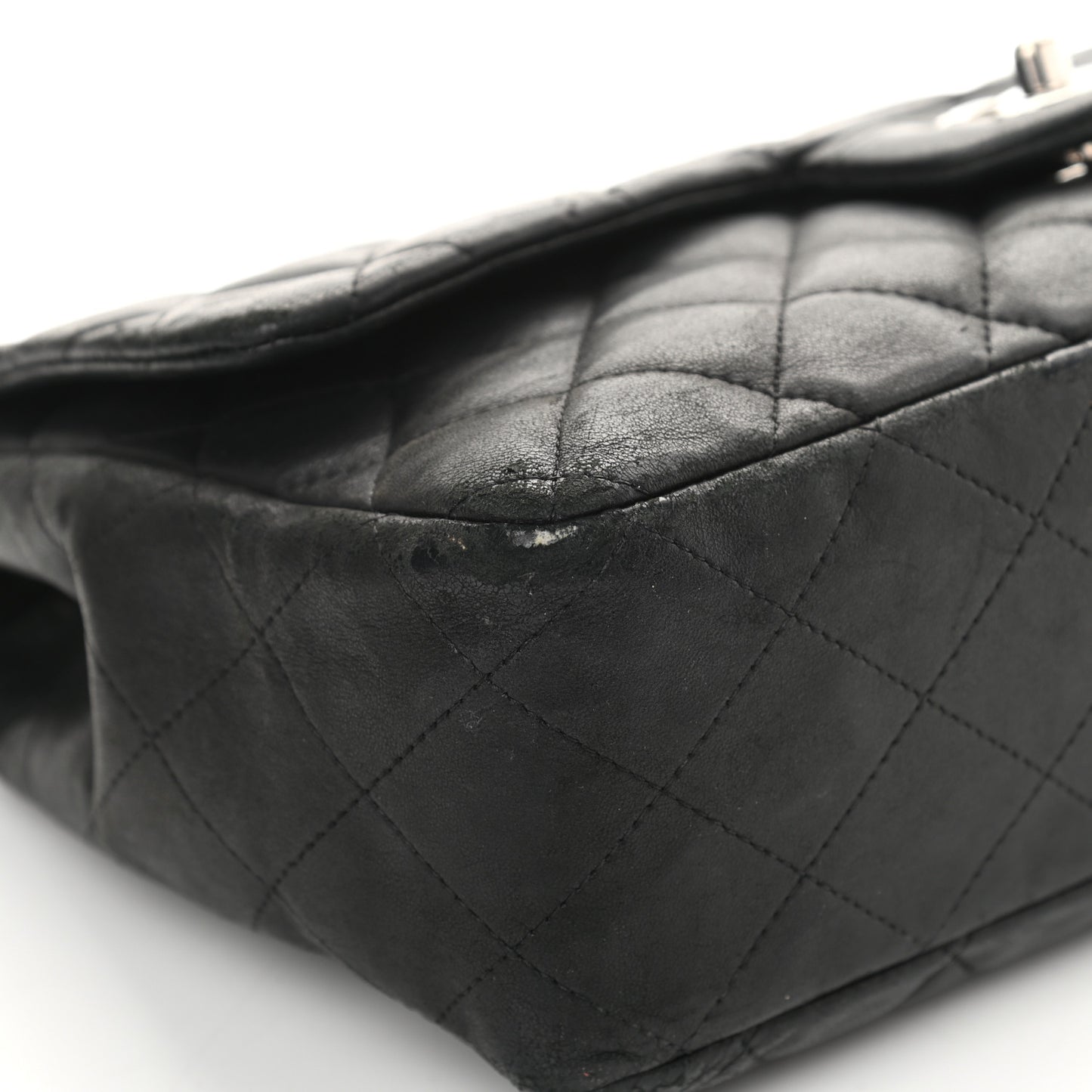 Lambskin Quilted Jumbo Single Flap Black