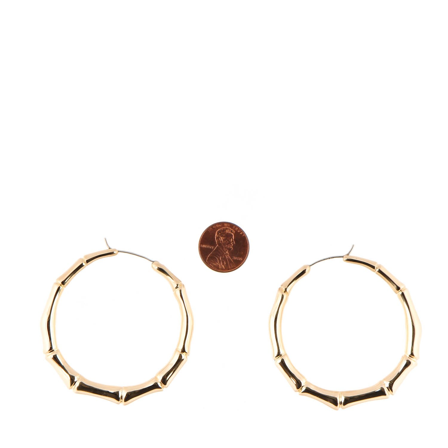 Gucci 18K Yellow Gold Bamboo Hoop Earrings 2 of 4