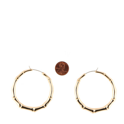 Gucci 18K Yellow Gold Bamboo Hoop Earrings 2 of 4