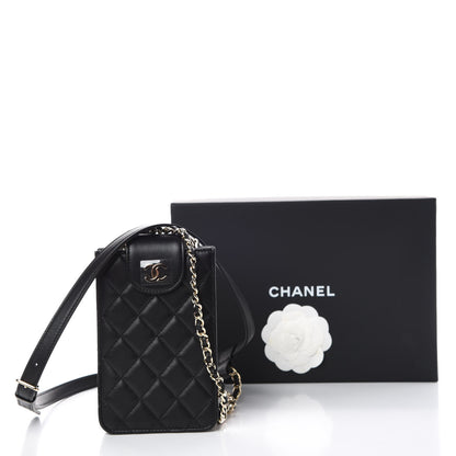 Chanel Lambskin Quilted CC Phone Holder Black 12 of 12