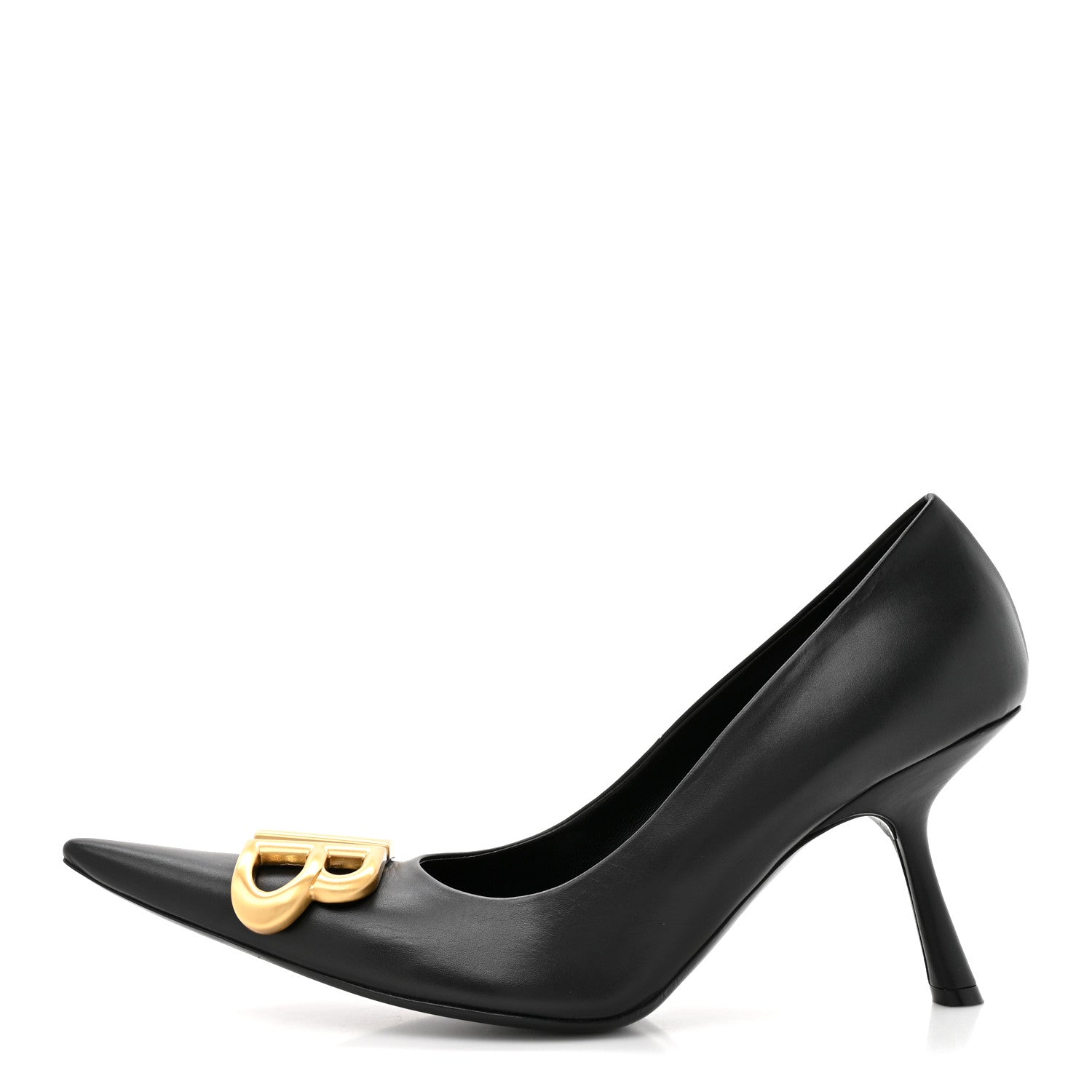 Balenciaga Shiny Soft Calfskin BB Flex 90mm Pumps 39 Black Gold 1 of 9