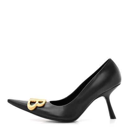 Balenciaga Shiny Soft Calfskin BB Flex 90mm Pumps 39 Black Gold 1 of 9