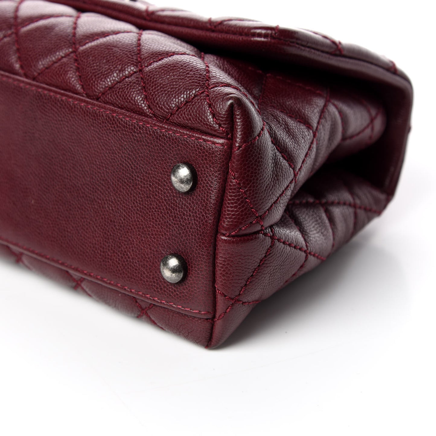 Caviar Quilted Mini Coco Handle Flap Burgundy