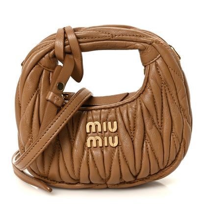 Miu Miu Nappa Matelasse Micro Wander Hobo Caramel 1 of 10