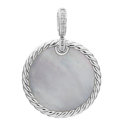 David Yurman Sterling Silver Diamond Onyx Mother of Pearl Elements Disc Pendant 1 of 4