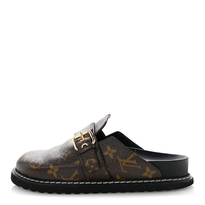 Louis Vuitton Patent Monogram Womens Cosy Flat Comfort Clog Mules 36 Brown 1 of 13