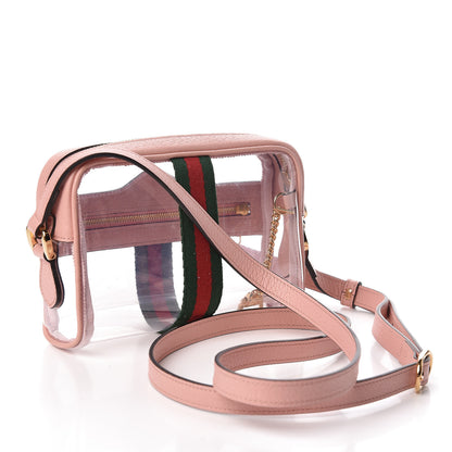 Gucci Vinyl Web Mini Ophidia Transparent Shoulder Bag Perfect Pink 3 of 10
