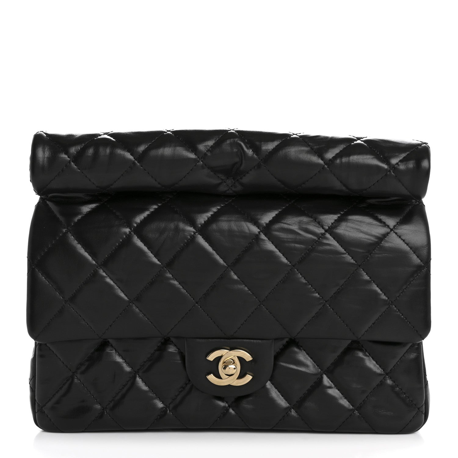 Chanel Crumpled Calfskin Quilted Clutch Black 1 of 8