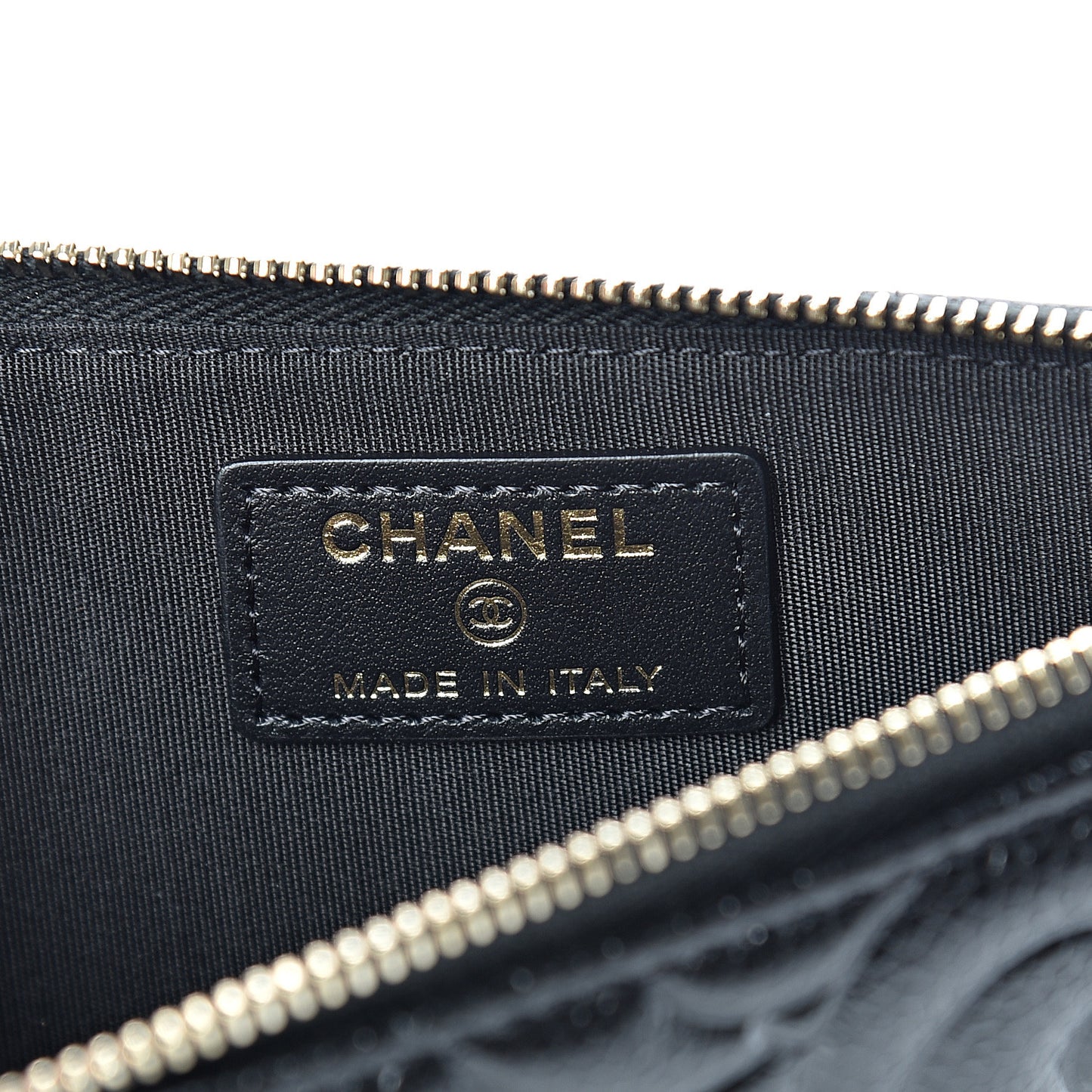 Caviar Camellia Embossed Classic Flat Wallet Pouch Black