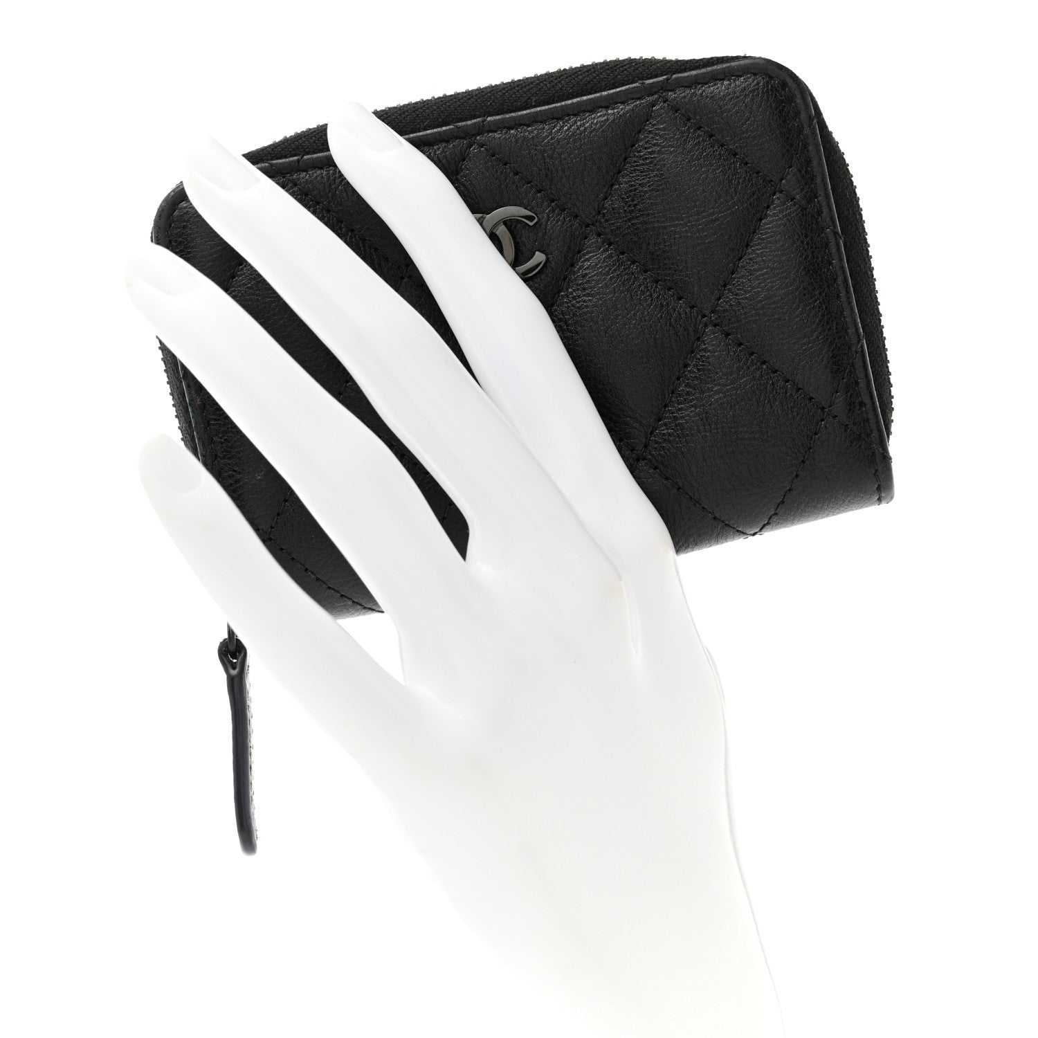 Chanel Calfskin Quilted Zip Coin Purse So Black 2 of 8