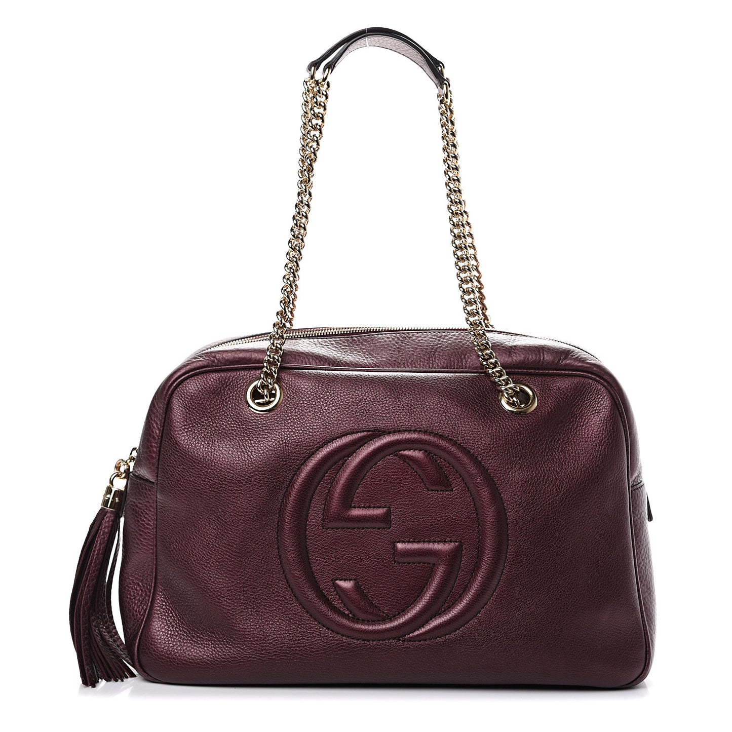 Metallic Cellarius Calfskin Medium Soho Bowler Classic Burgundy