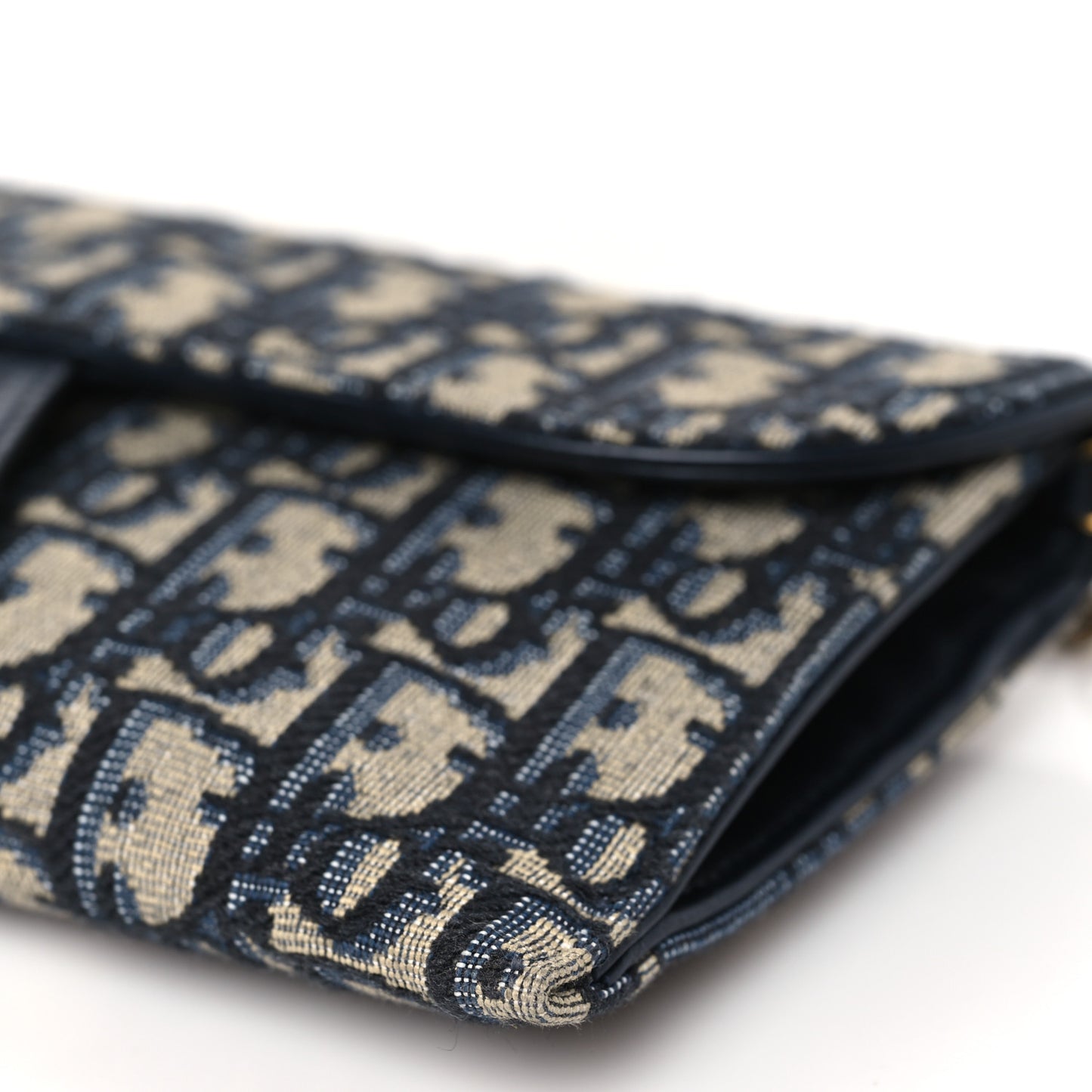 CHRISTIAN DIOR Oblique Saddle Chain Long Wallet Blue