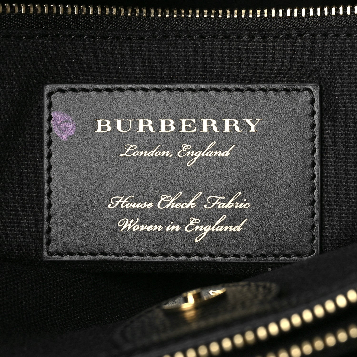 Burberry Grainy Calfskin House Check Medium Banner Tote Black 5 of 7